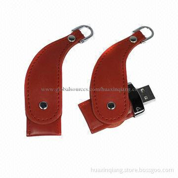 USB Memory Drive, Leather+Metal Material, 512MB-64GB Capacity, Logo Design, 5-year Warranty, USB 2.0